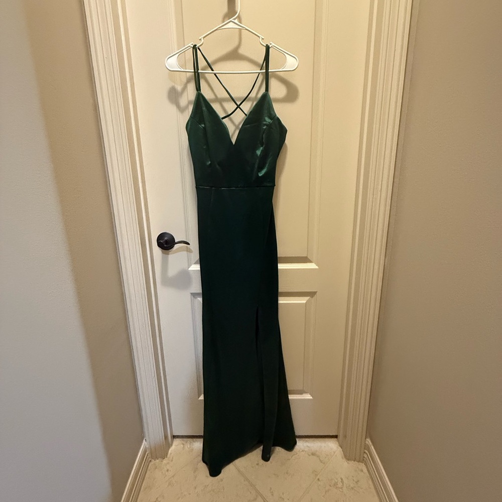 Windsor Green Maxi Gown with Spaghetti Straps for Weddings